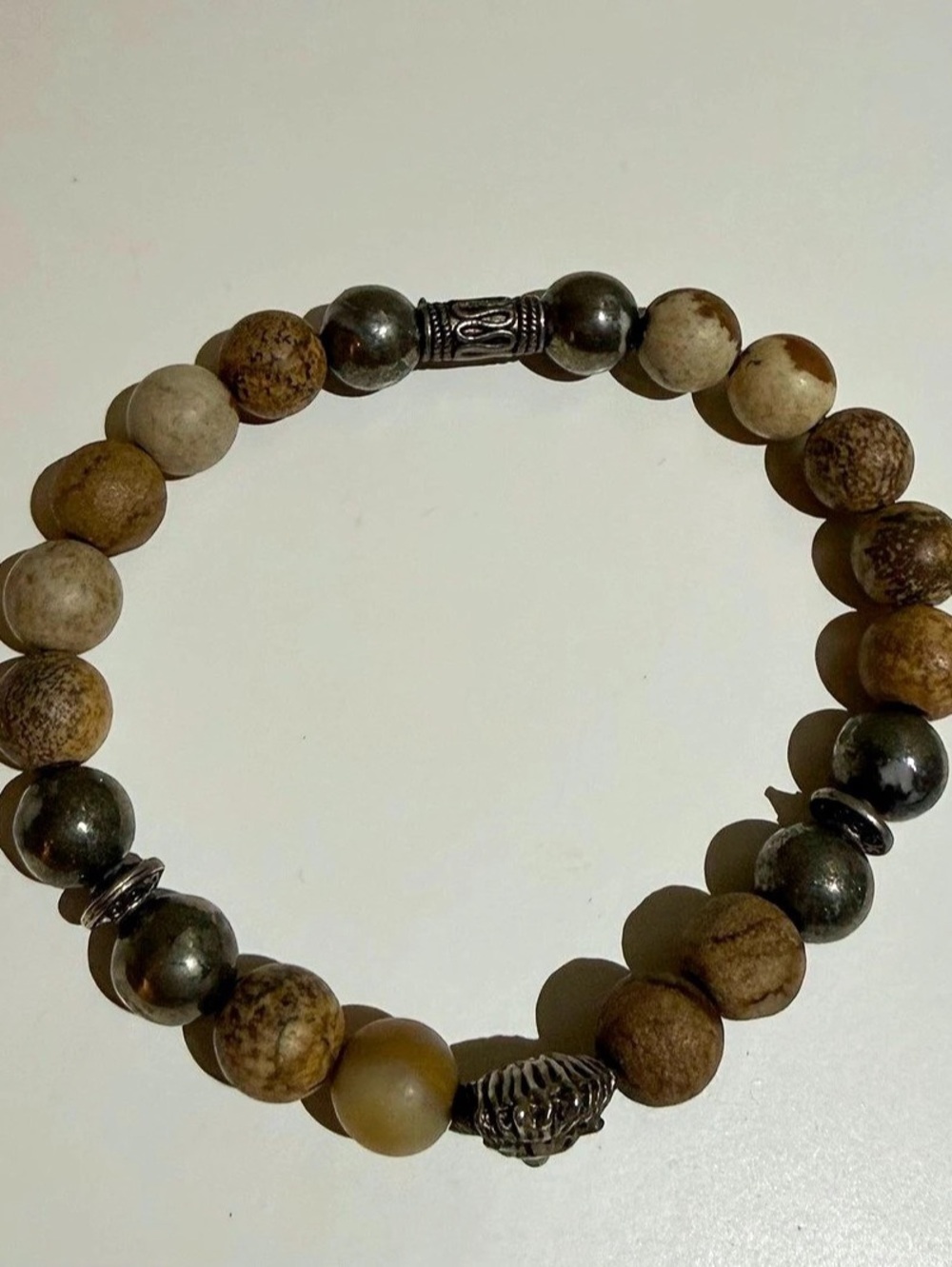 Mandala Beaded Bracelet in Brown & Gray Like New